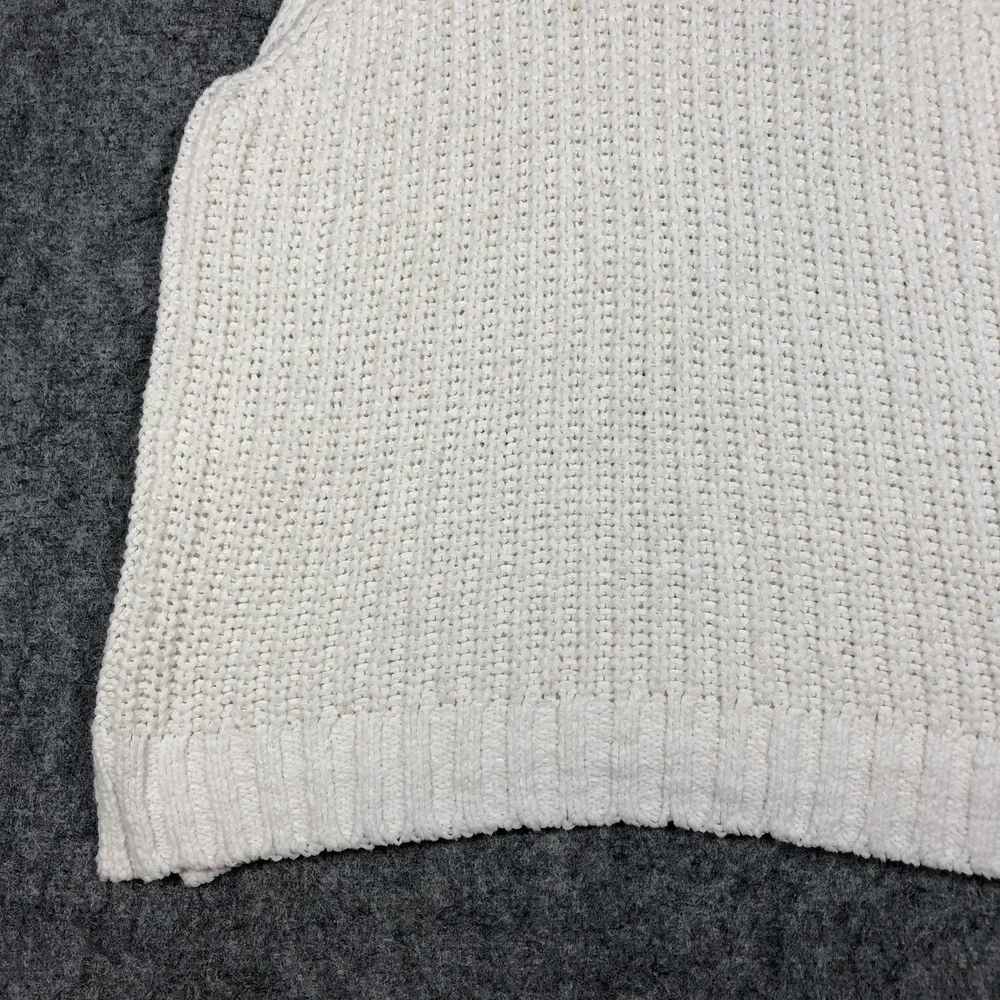 Abercrombie & Fitch Sweater Vest Womens M White Chunky Knit Sleeveless Cozy